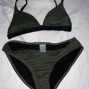 Olive Green Lace Bikini Set